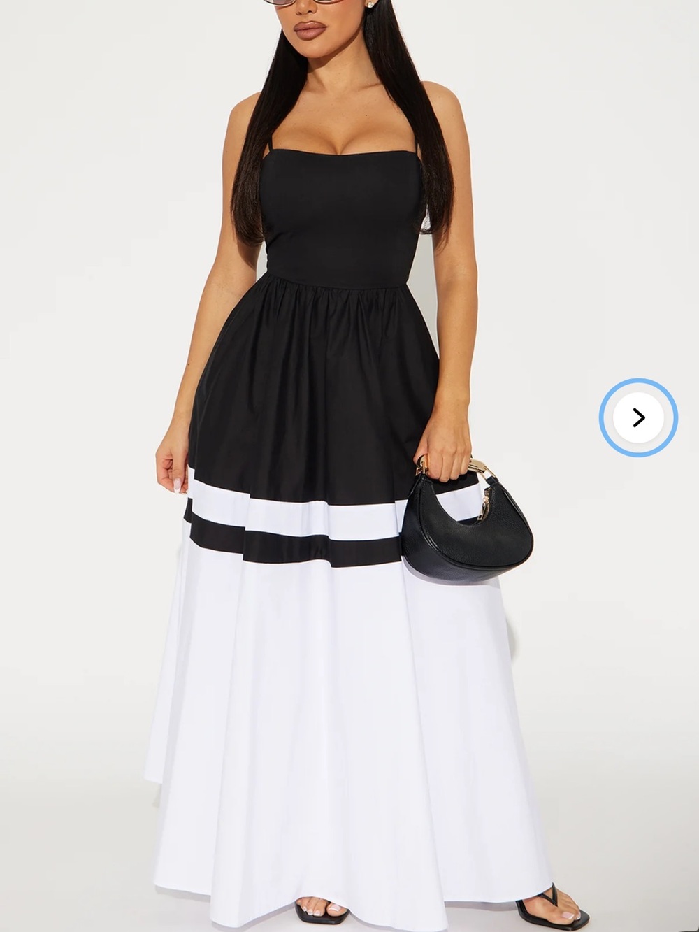 Fashion Nova Black and White Strapless Maxi Gown